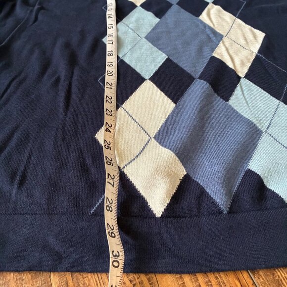 Womens Argyle Turtleneck Navy Sweater Short Sleeves - 4X - Careerwear, Preppy - Picture 7 of 9